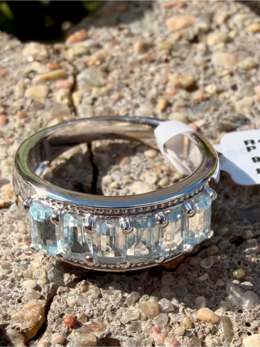 Brilliant 14K White Gold Over Sterling Silver 1.92 CTW Blue Topaz| Size 7